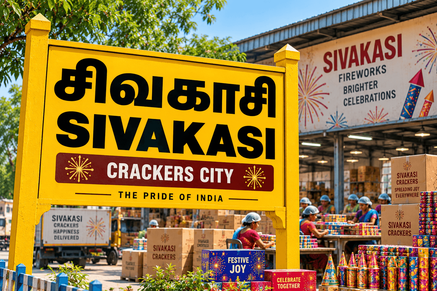 Sivakasi signboard and road